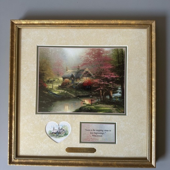 Thomas kinkade 1996 stepping stone cottage “framed art print with COA - Picture 3 of 9